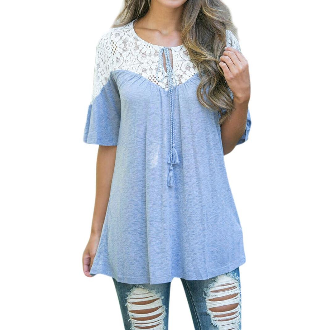 Forthery Women's Lightweight Lace Swing Tunic Top - Short Sleeve Blouse & Casual Sweatshirt for Everyday Wear | Perfect for Office, Date Night & Weekend Outings