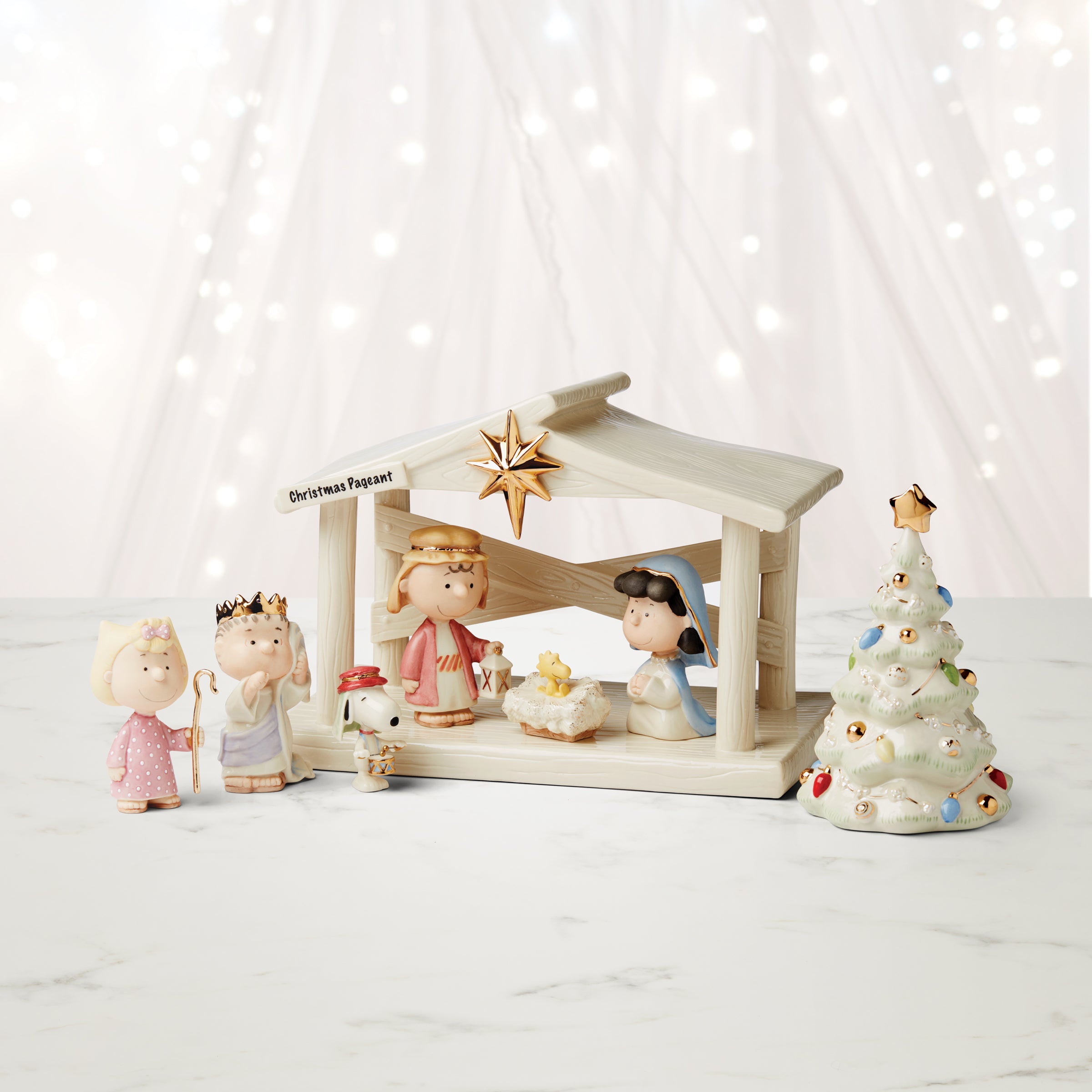 8-Piece Christmas Nativity Scene Set - Peanuts Themed Holiday Decor for Home, Church & Office Celebrations