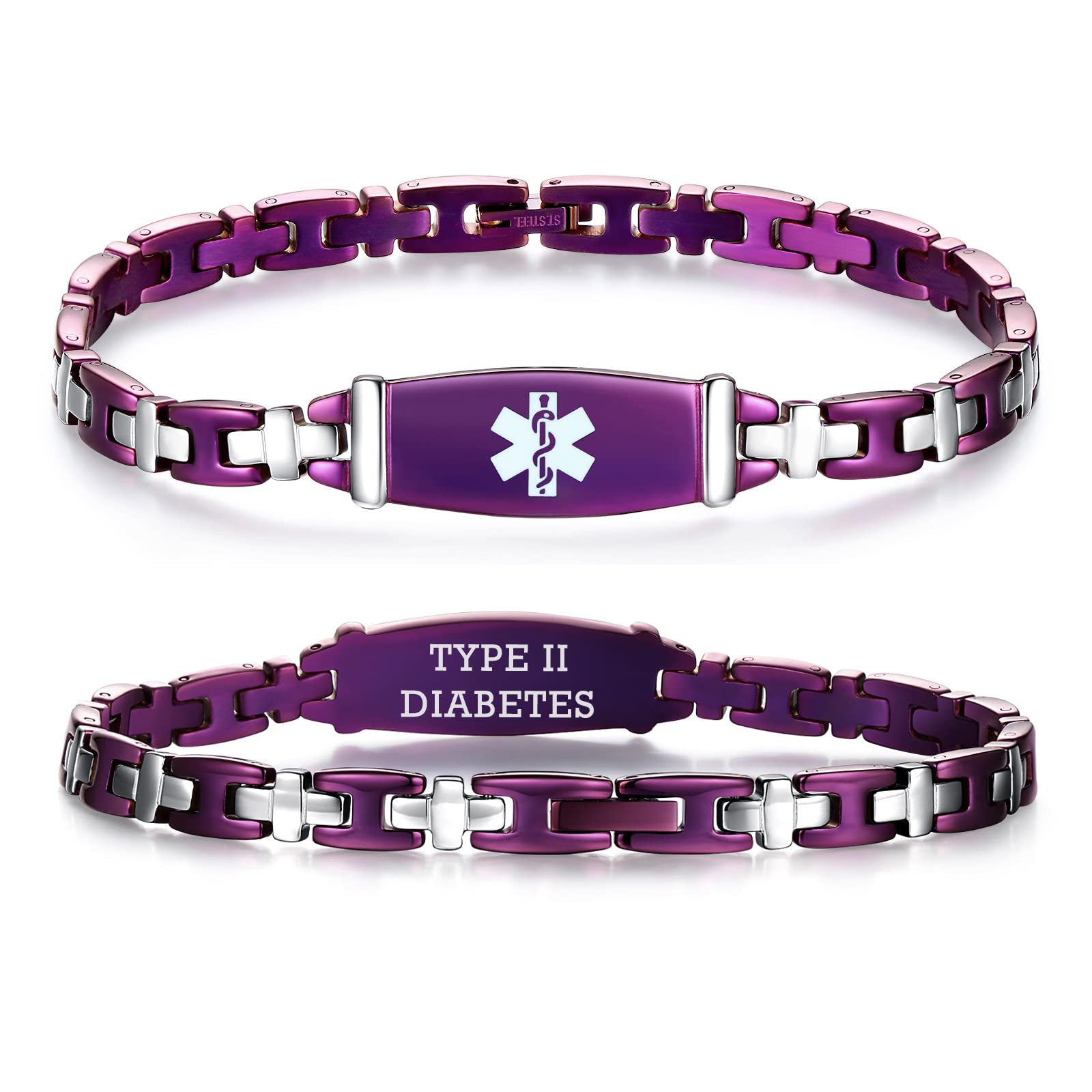 LinnaLove Women's Medical Alert ID Bracelet - Stainless Steel Emergency Medical Bracelet for Women - 7.5 Inch Adjustable - Perfect for Daily Wear, Travel & Emergency Situations
