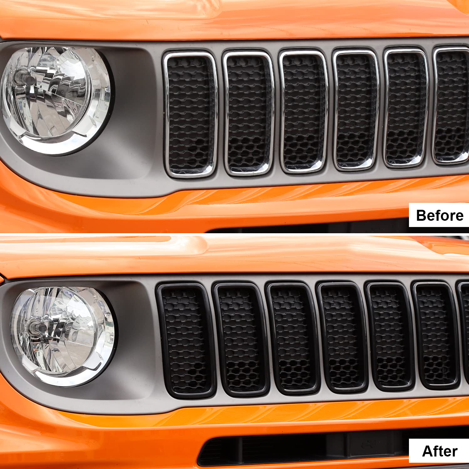CheroCar Jeep Renegade Front Grille Guard Cover & Trim - Perfect Fit for 2019-2022 Jeep Renegade Models | Durable Grill Inserts for Off-Road Protection & Stylish Upgrade