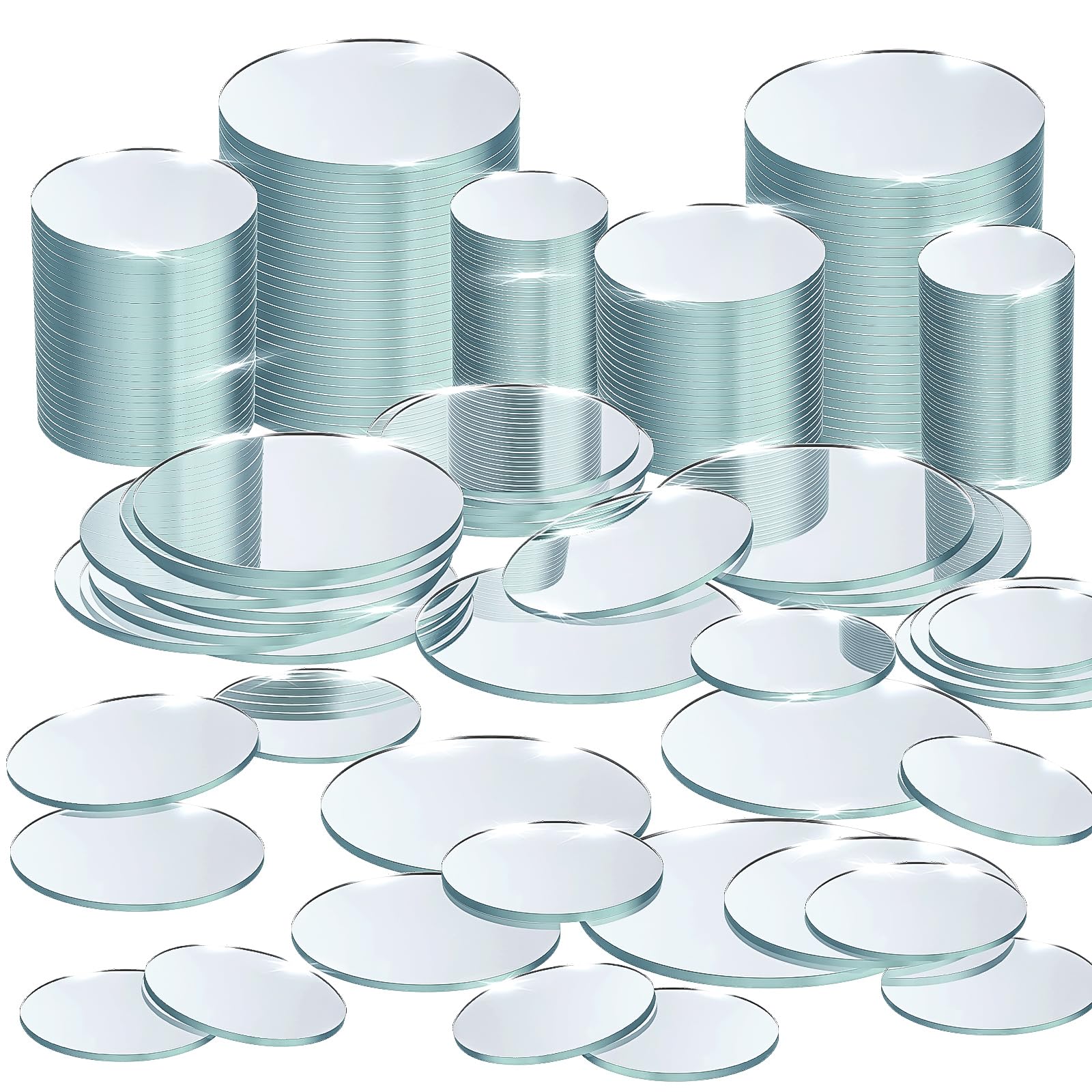Kigley 200 Pcs Small Round Mirror Tiles for Crafts - Mosaic DIY Project Supplies in 3 Sizes (0.98