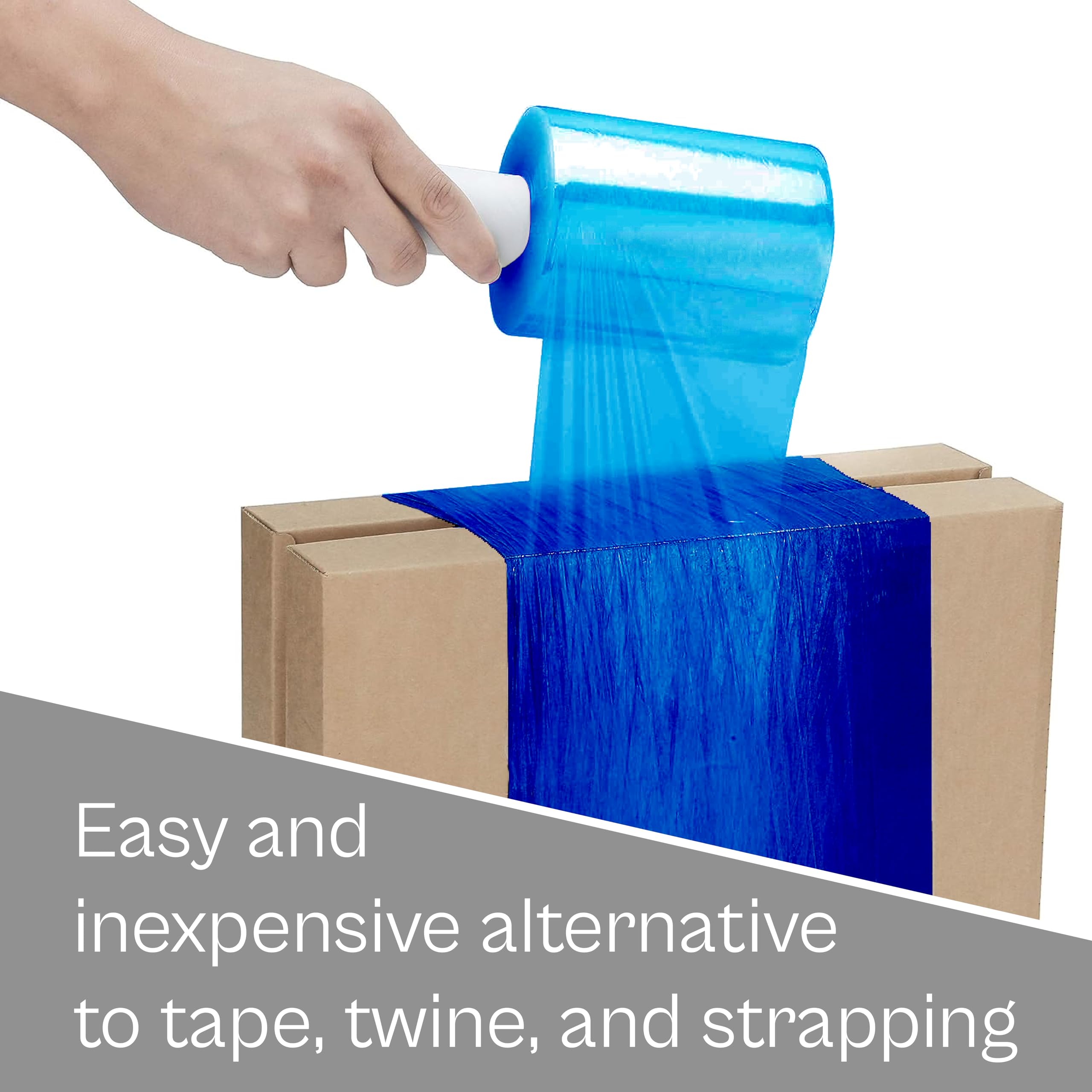 MMBM Blue Stretch Wrap with Extended Core Handle - 5 Inch x 1000 Feet, 24 Pack, 80 Gauge Mini Shrink Film for Pallet Moving & Packing | Heavy-Duty Industrial Packaging, Warehouse Shipping, Moving Supplies, Storage Protection