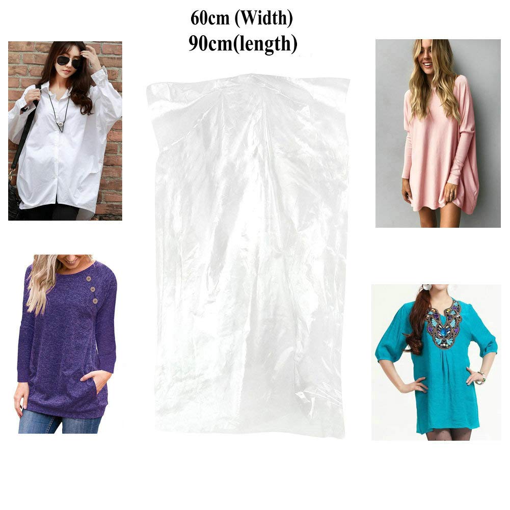 50 Pack Clear Garment Bags for Suits, Dresses & Clothing Storage - 60x90cm Transparent Wardrobe Protector - Perfect for Travel, Dry Cleaning & Closet Organization
