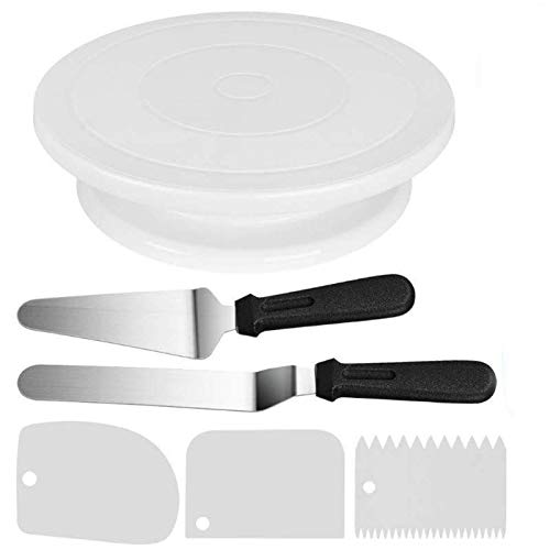 6PCS Cake Decorating Turntable Set with Silicone Piping Bags - Baking Tools for DIY Cake Decorating, Fondant, Cupcakes & Cookies - Perfect for Home Bakers & Professional Use