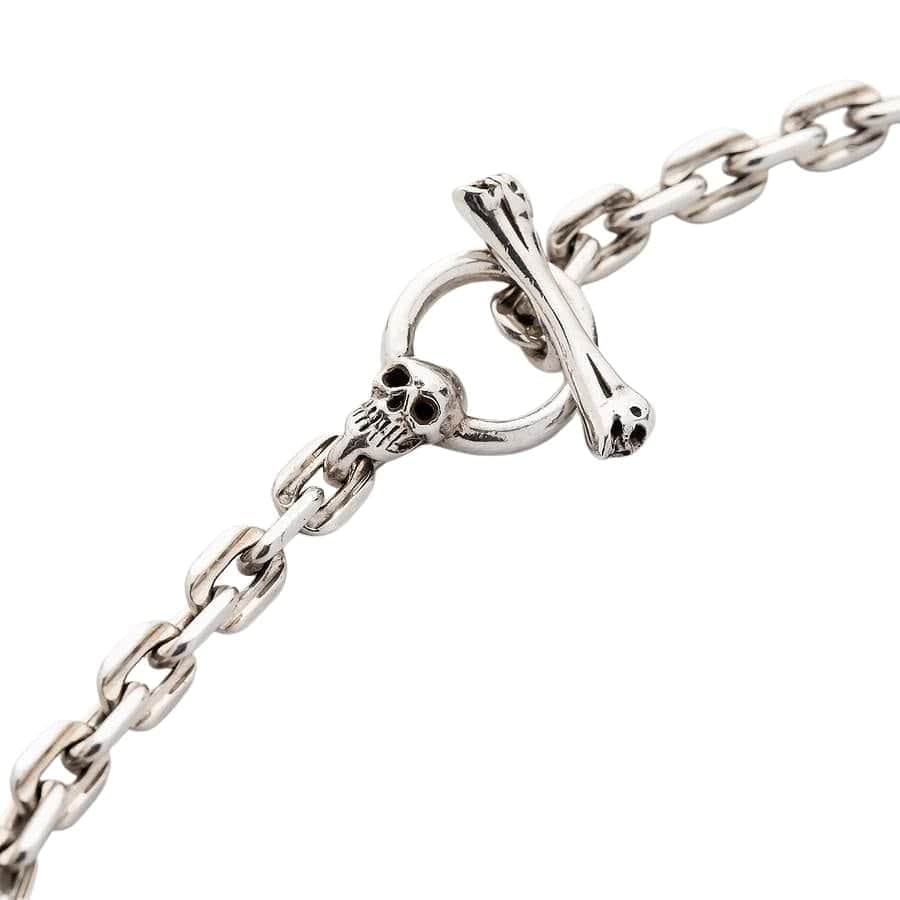 Gothic Skull T-Bar Sterling Silver Chain Necklace for Men & Women - Punk Rock Jewelry Gift for Halloween, Valentine's Day & Everyday Wear
