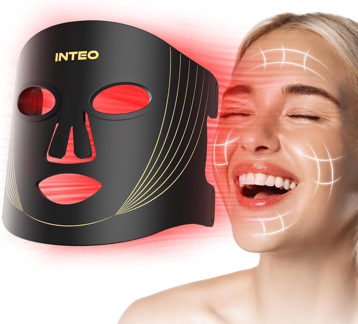 Red Light Therapy Mask for Face - 3 Modes Portable LED Light Therapy Device with Remote Control, Near-Infrared 850nm & 180 LED Beads for Anti-Aging & Skin Rejuvenation | Perfect for Home Use, Acne Treatment & Relaxation