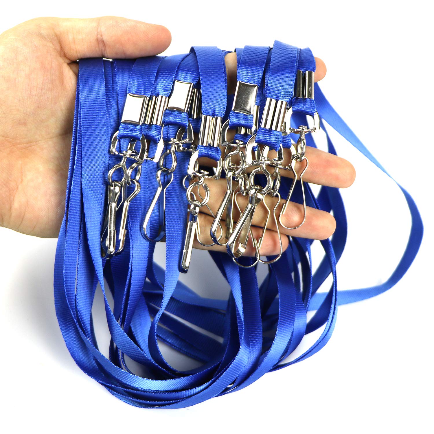 Premium Nylon Lanyards for ID Badges - 50 Pack (Blue) - Office, School & Events