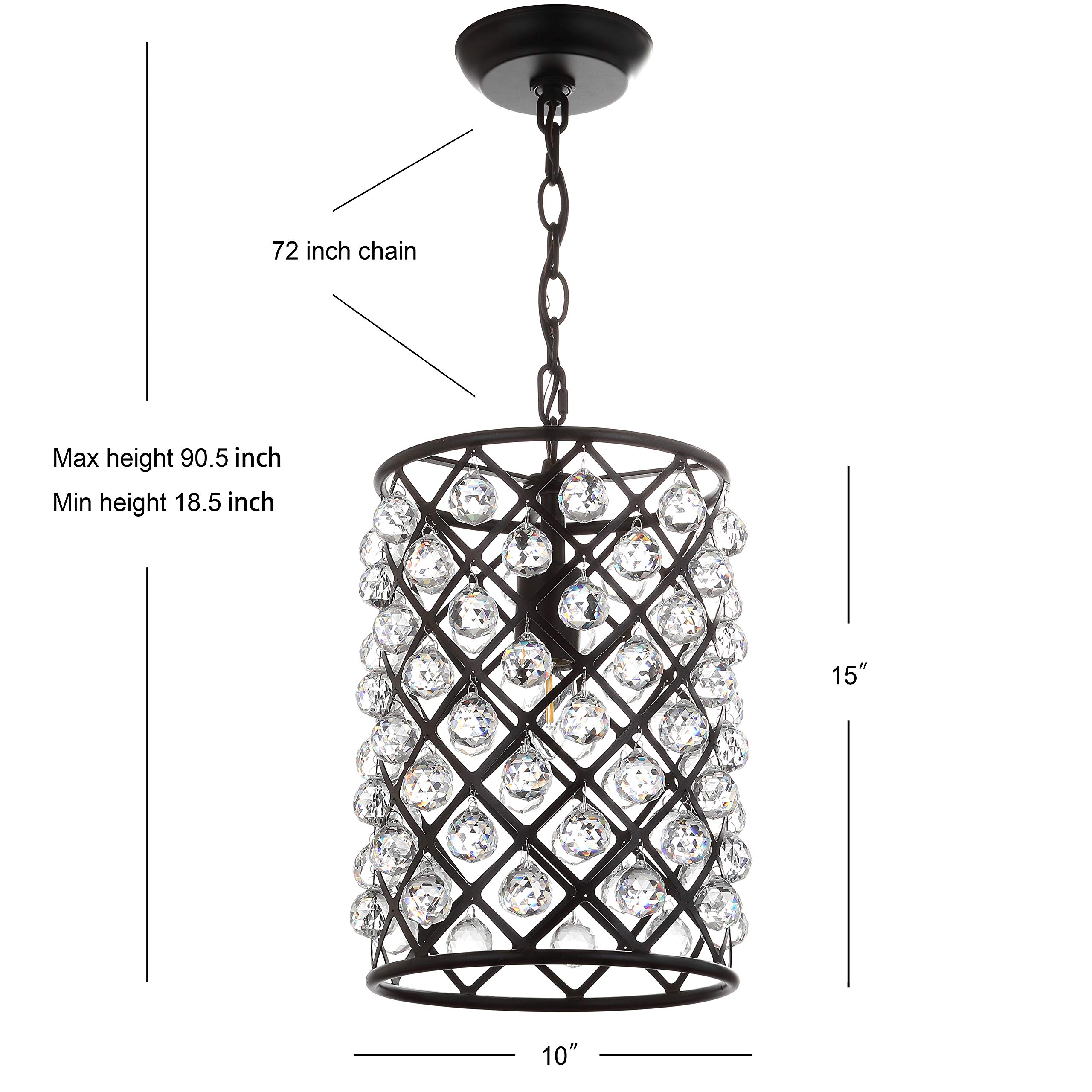 JONATHAN Y JYL9025A Gabrielle 10-Inch Crystal & Metal LED Pendant Light - Modern Contemporary Transitional Glam Chandelier - Perfect for Living Room, Dining Room, Kitchen, Bedroom, Hallway & Foyer - Oil Rubbed Bronze Finish