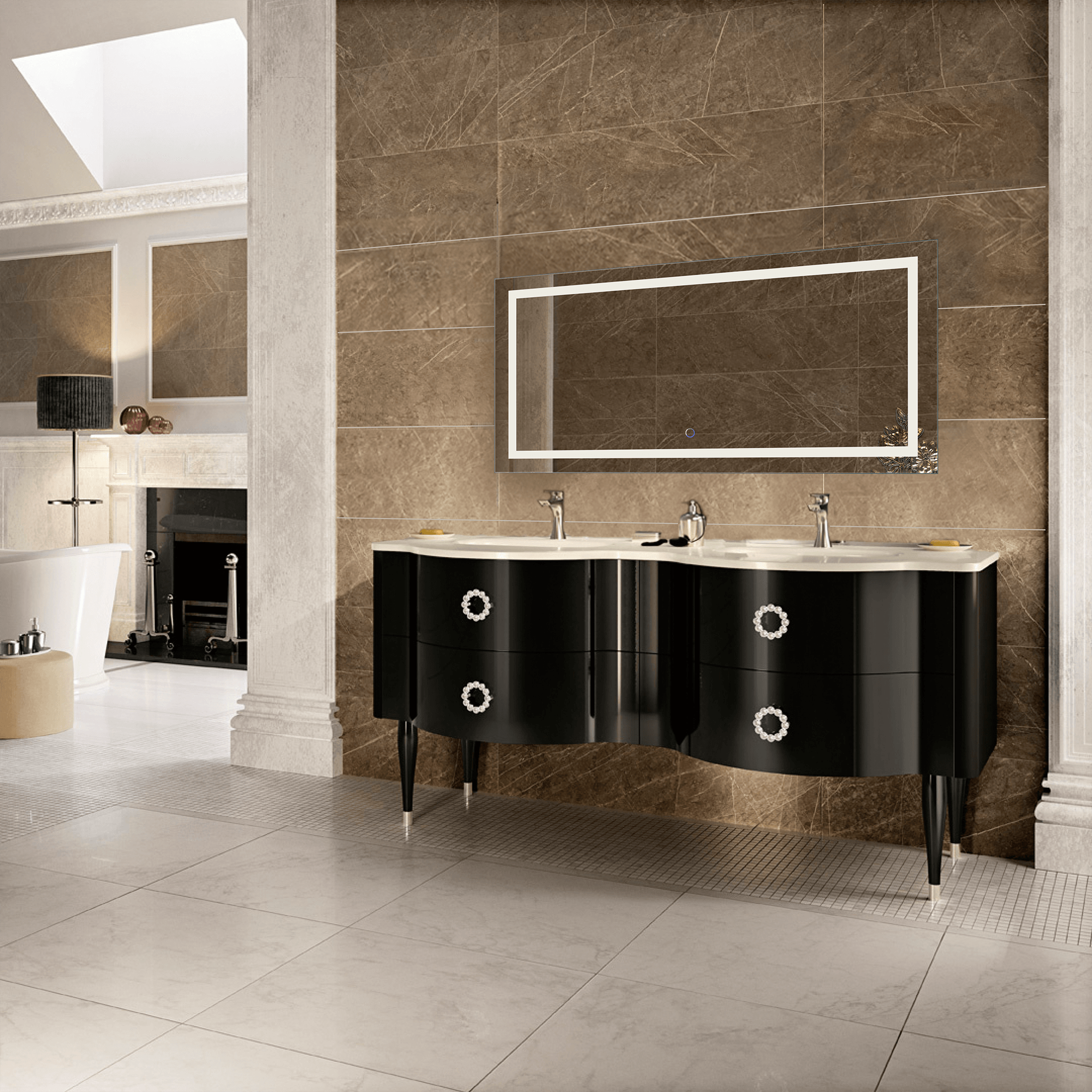 Krugg Icon 48x24 Inch LED Bathroom Mirror with Adjustable Dimmer & Anti-Fog Function - Perfect for Modern Bathrooms, Vanity Lighting, and Spa-Like Home Decor