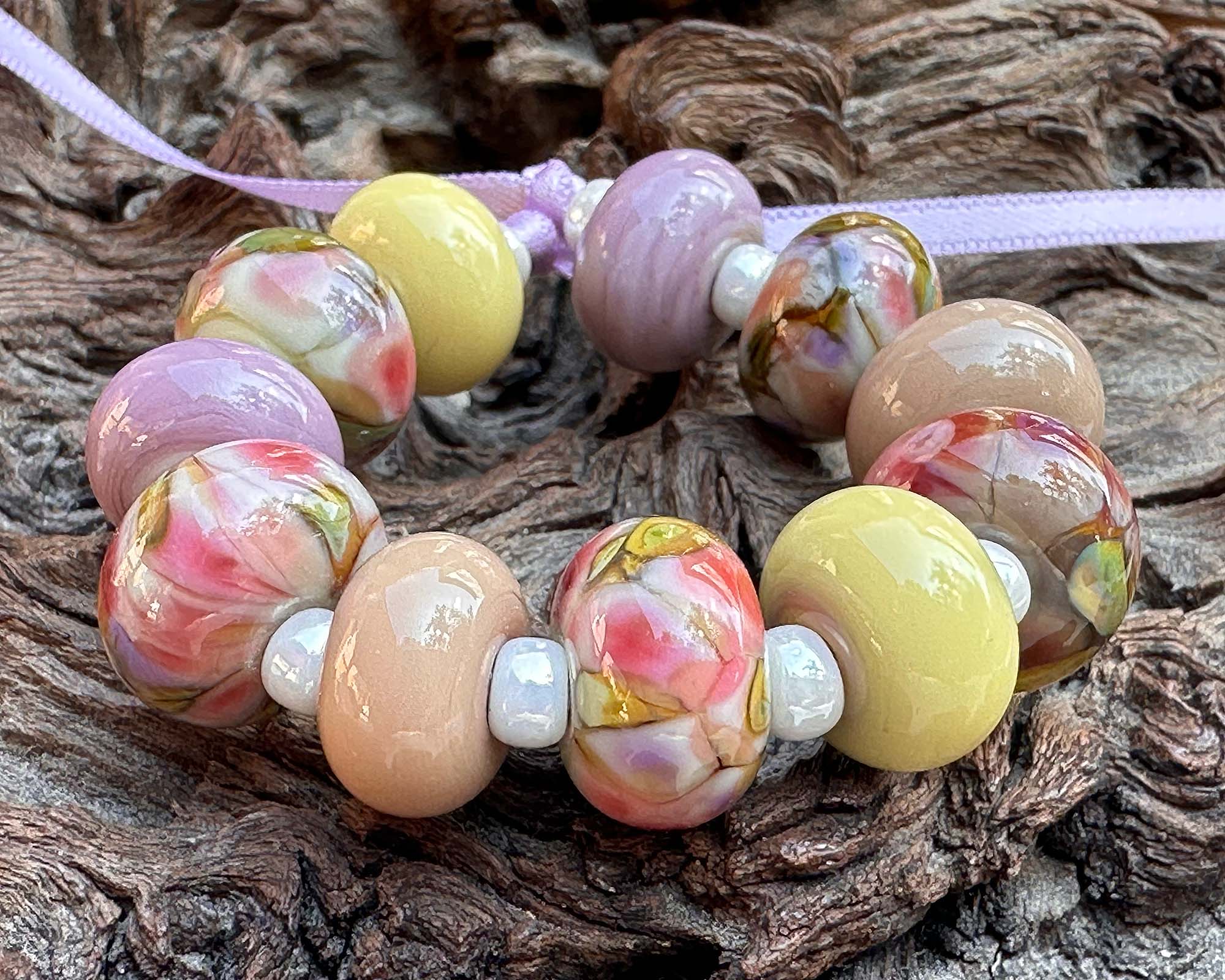 Vibrant Spring Lampwork Beads Mix - Handmade Glass Beads for Jewelry Making, DIY Crafts & Scrapbooking - Perfect for Necklaces, Bracelets and Home Decor