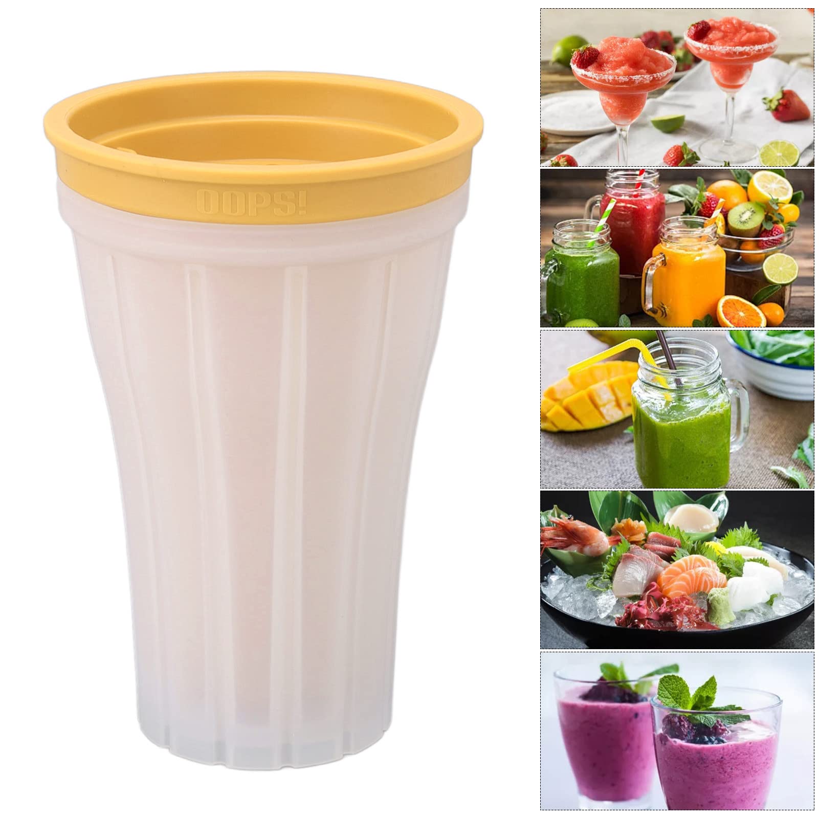 Wobythan Slushie Maker Cup - Quick Frozen Smoothies & Homemade Milkshake Ice Cream Maker - Squeeze Cup Slushy Maker for Summer Coolers - Perfect for Family Fun & Kids Parties (Yellow)