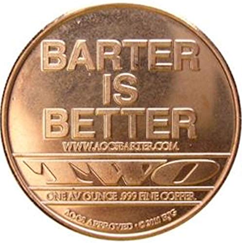 1 oz .999 Fine Pure Copper Round - AOCS Certified (Barter is Better 2010) - Perfect for Collecting, Investment & Precious Metal Trading