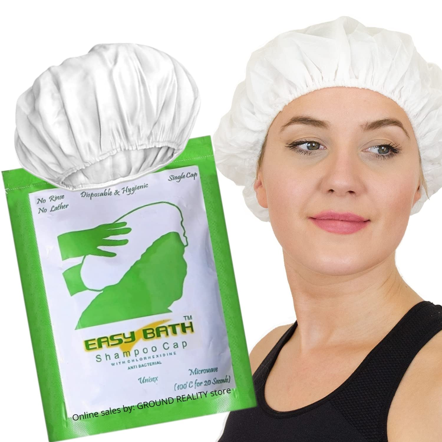 **Lady Hawk Easy Bath Shampoo Cap - Quick & Comfortable Hair Wash for Seniors & Bedridden Patients - Microwavable No-Rinse Shampoo Cap - Leaves Hair Fresh & Clean - 1 Pack (LH5) - Perfect for Home Care, Hospitals & Travel**