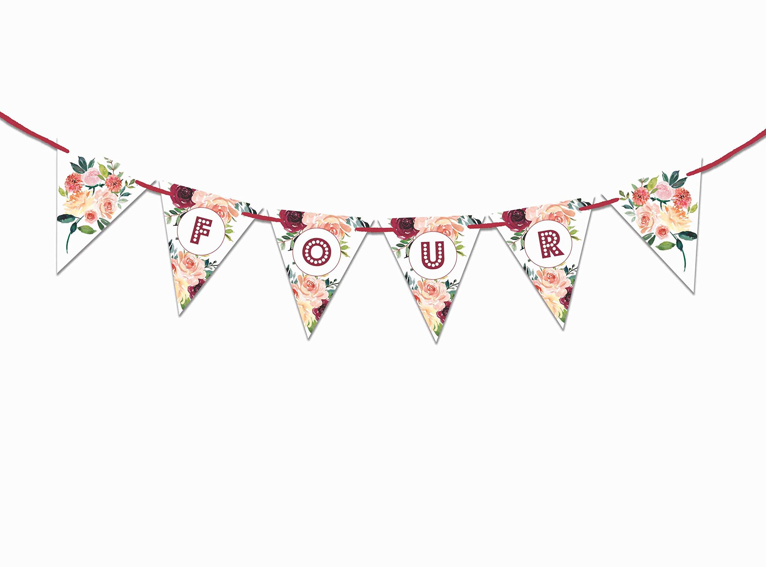I Am 4 Birthday Party Decorations - Paper Garland, Floral Banners & Streamers for Boy's 4th Birthday Celebration | Perfect for Classroom, Home Decor & Photo Backdrops