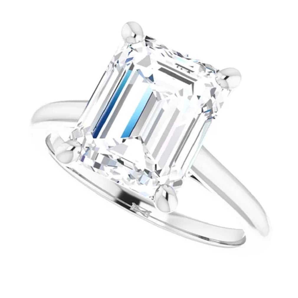 10K Solid White Gold Handmade Engagement Ring for Women - 2 CT Emerald Cut Moissanite Diamond Solitaire Wedding Band, Bridal Proposal Ring | Perfect for Anniversary, Valentine's Day & Special Occasions