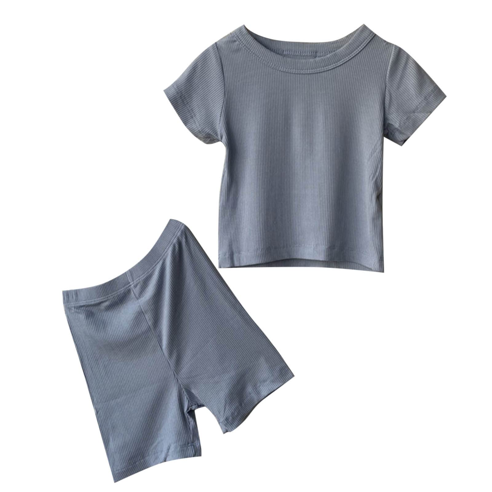 XYKA Baby Boys Girls Cotton Ribbed Short Sleeve T-Shirt & Shorts Set - Soft Summer Autumn Outfit for Newborn Infants 0-6 Months (Sky Blue) - Perfect for Playtime, Family Outings & Photo Shoots