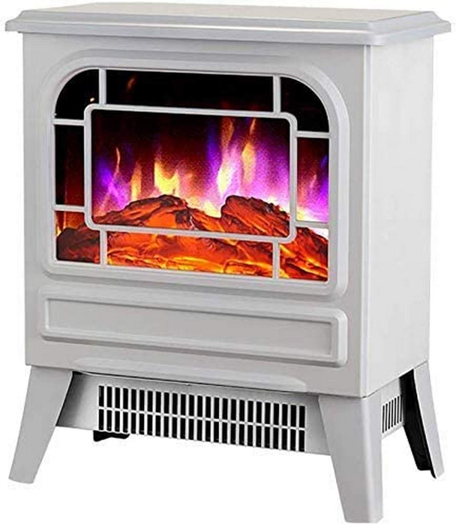 Electric Fireplace Heater 2000W with Realistic Wood Burner Flame Effect - Freestanding Black & White LED Fireplace for Living Room, Bedroom, and Office Warmth & Ambiance