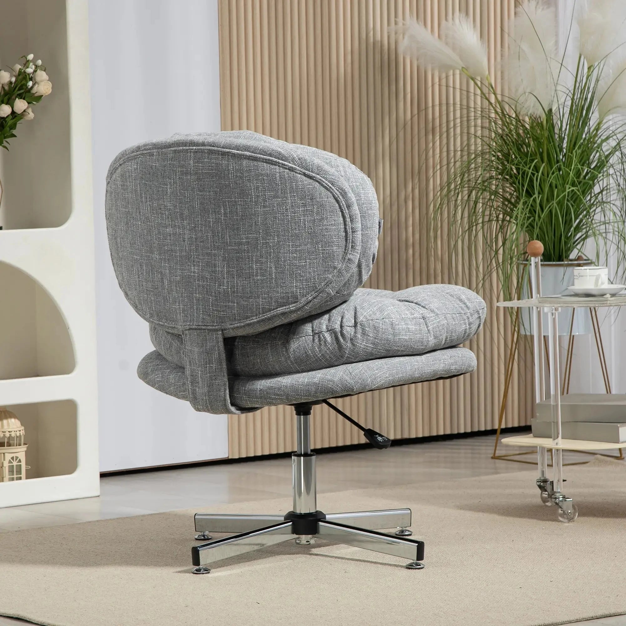 Ergonomic Armless Office Chair with Wide Padded Seat - Adjustable Height Task Chair for Home & Office - Available in Black & Gray - Perfect for Small Spaces, Conference Rooms & Waiting Areas