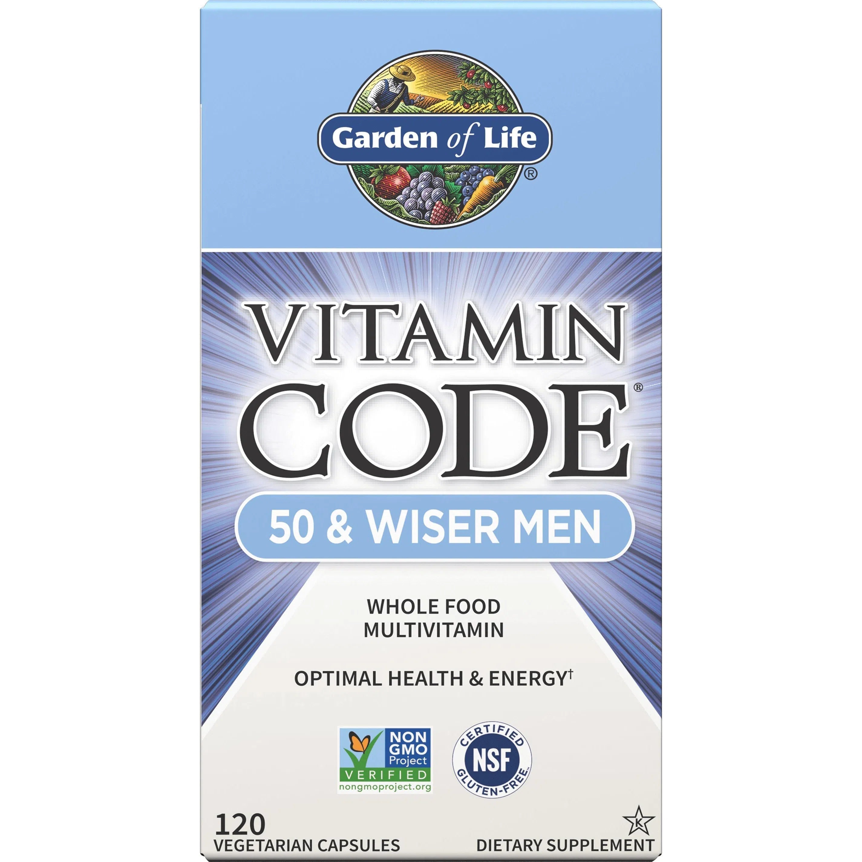 Garden of Life Vitamin Code 50 & Wiser Men Multivitamin for Men - Daily Immune Support, Energy & Prostate Health - Perfect for Active Lifestyles & Senior Wellness