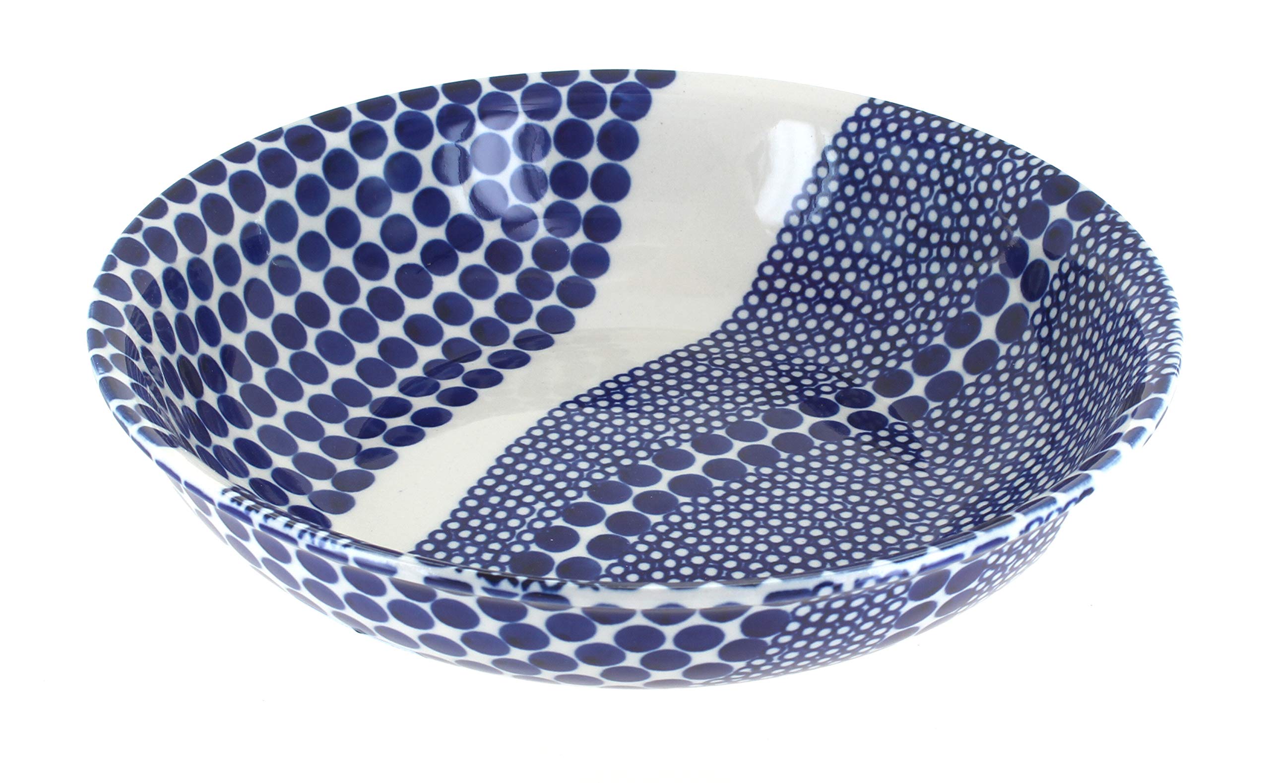 Handmade Blue Rose Polish Pottery Large Salad Bowl - Authentic Ceramic Serving Dish for Entertaining, Dining & Kitchen Decor