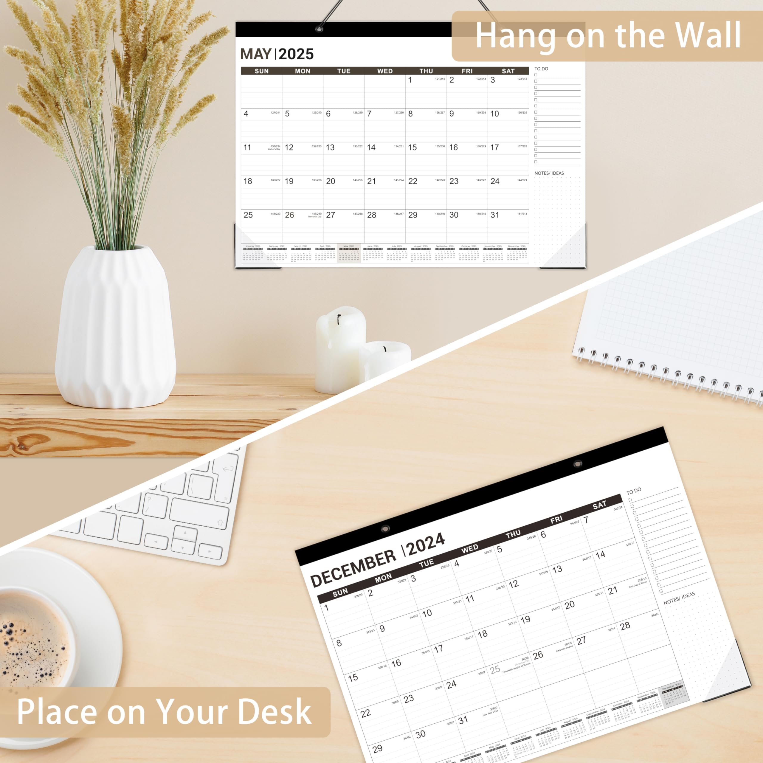 2025 Desk Calendar 18 Months (July 2024 - December 2025) - 12