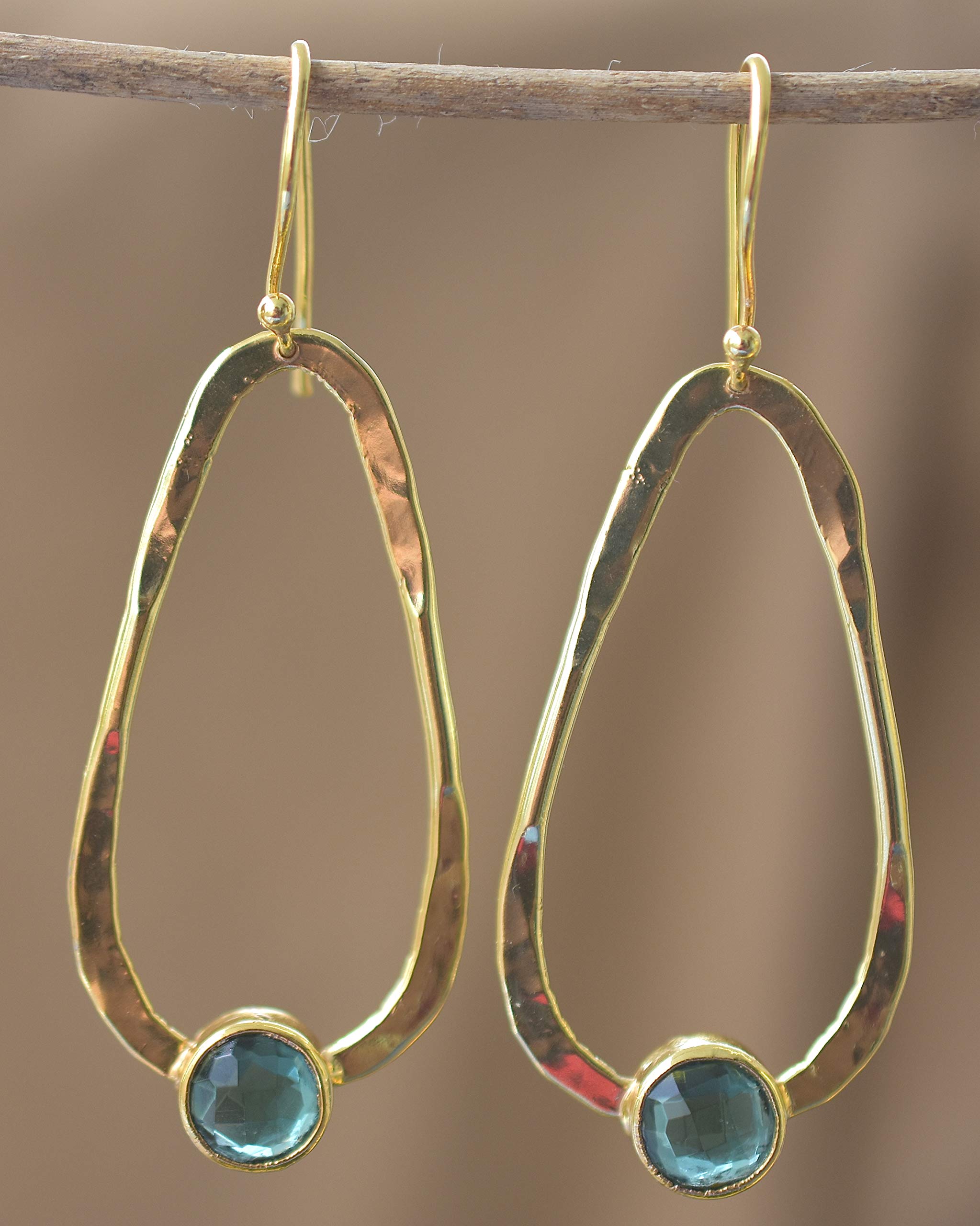 Veracity Jewelry Green Tourmaline Gold Filled Earrings for Women - Delicate Gemstone Fashion Jewelry Gift for Her - Perfect for Valentine's Day, Anniversary & Birthday Presents - VE-102