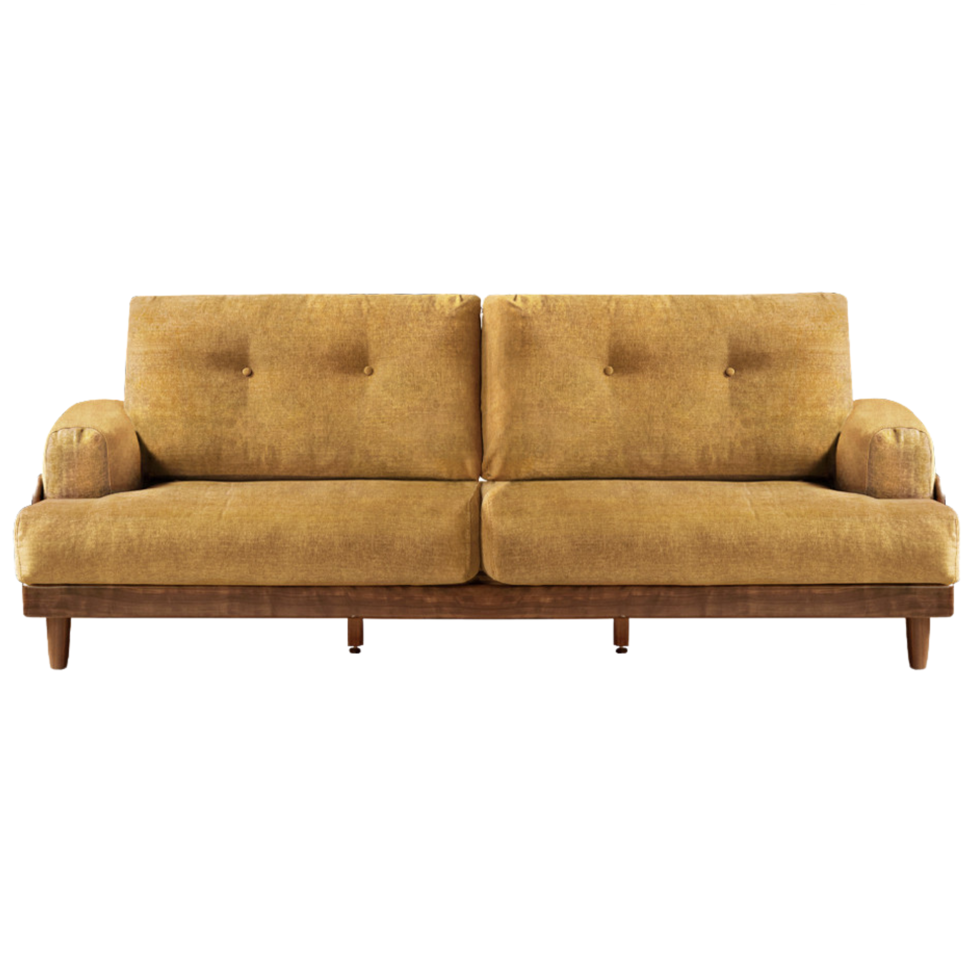 Premium Black Walnut Solid Wood Sofa - Genuine Leather & Fabric Upholstery, Modern Living Room Furniture for Home & Office Comfort