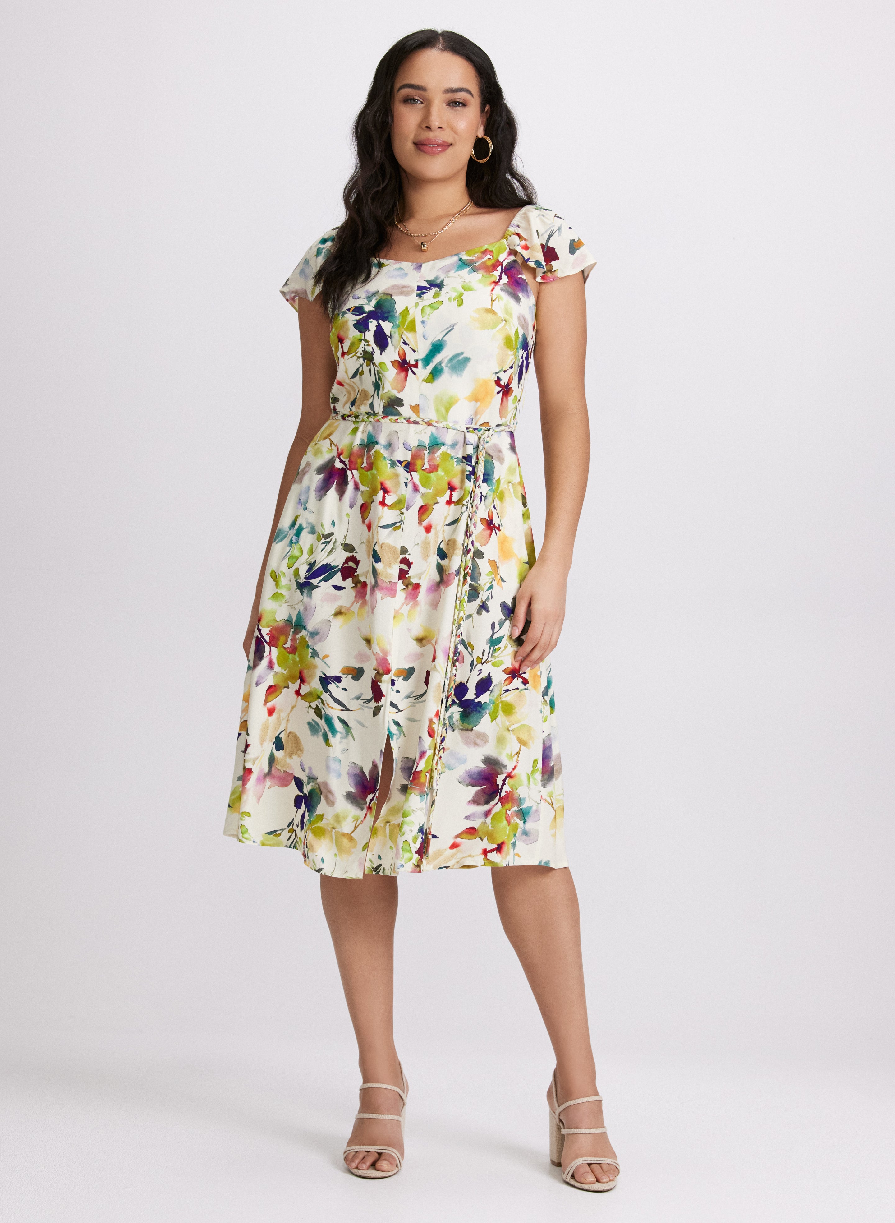 Floral Flutter Sleeve Dress for Women - Summer Boho Maxi Dress with Ruffle Details | Perfect for Beach Vacations, Garden Parties & Date Nights