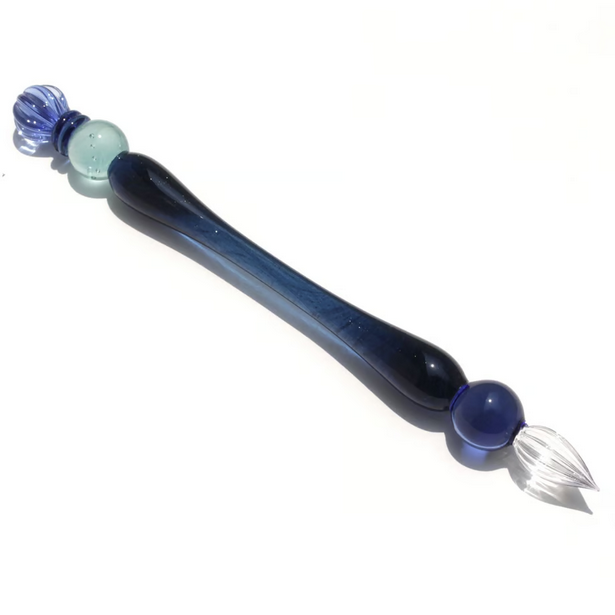 Japanese Glass Dip Pen - Crown & Navy Colors, Elegant Calligraphy Writing Tool for Artists & Writers - Perfect for Hand Lettering, Sketching & Creative Gift Ideas