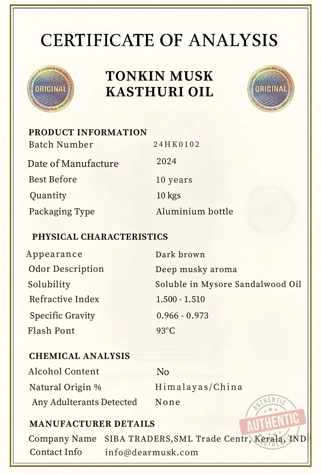 Premium Tonkin Deer Musk Nafa Oil - 6ML Pure Musk Kasturi Jinko for Perfume Making, Aromatherapy & Spiritual Rituals