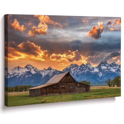 Moulton barn sunset fire