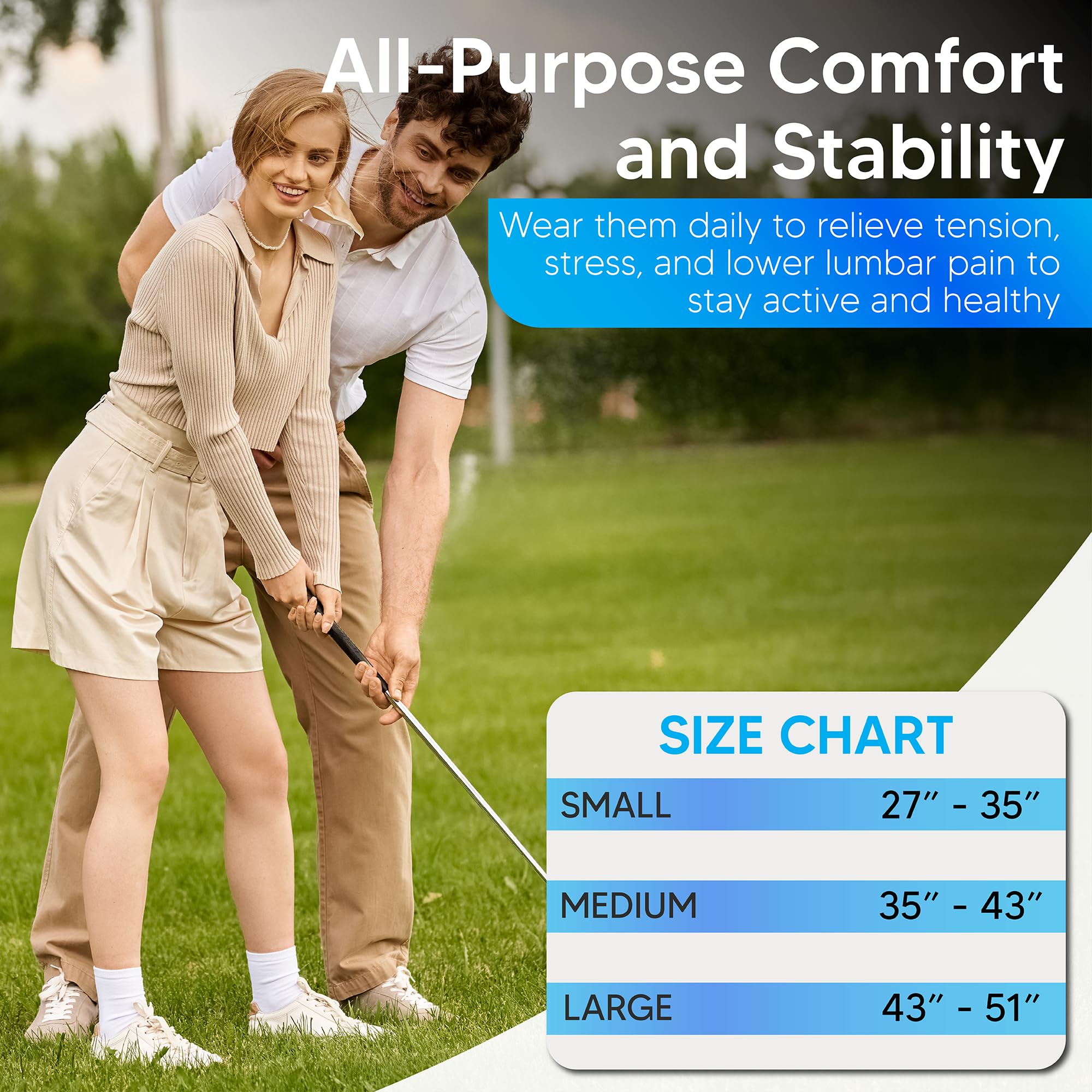 GOLF HUGGY Golf Back Brace – Premium Adjustable Back Support Belt for Golfers – Comfortable & Strong Compression Wrap – Injury Prevention & Pain Relief – S/M/L Sizes – Perfect for Golf Swing Support & Post-Game Recovery