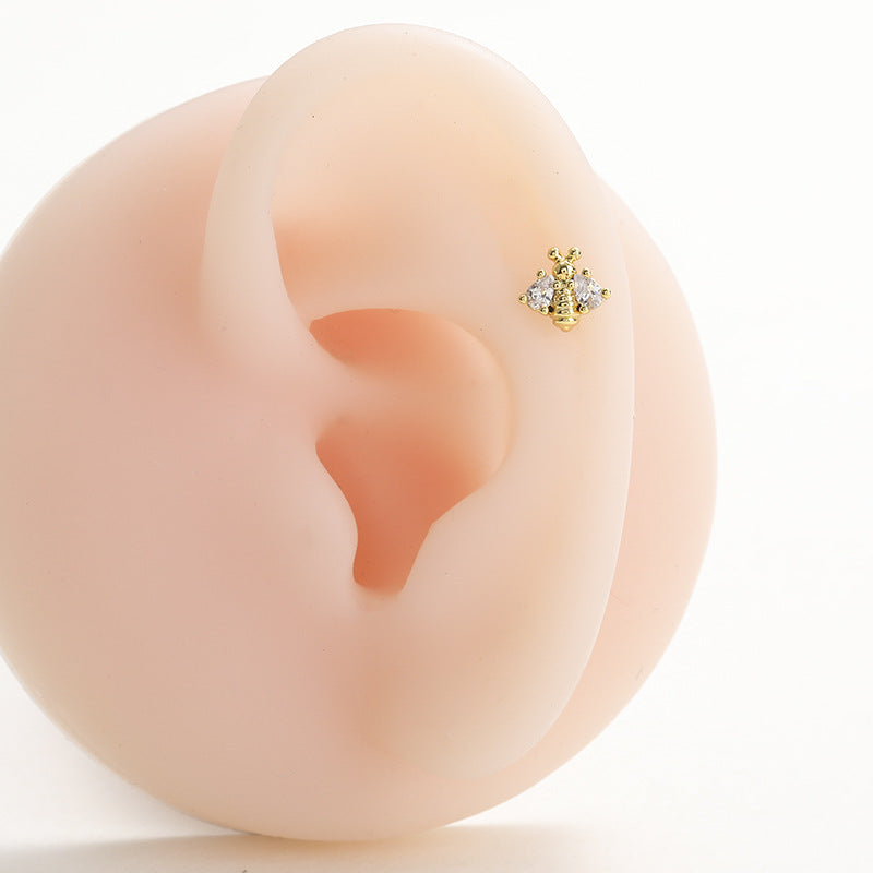 16G Tiny Bumble Bee Stud Earrings - Heart Conch Helix Cartilage Studs with Ball Back - Hypoallergenic Stainless Steel Jewelry for Women | Perfect for Everyday Wear, Gifts & Piercing Healing