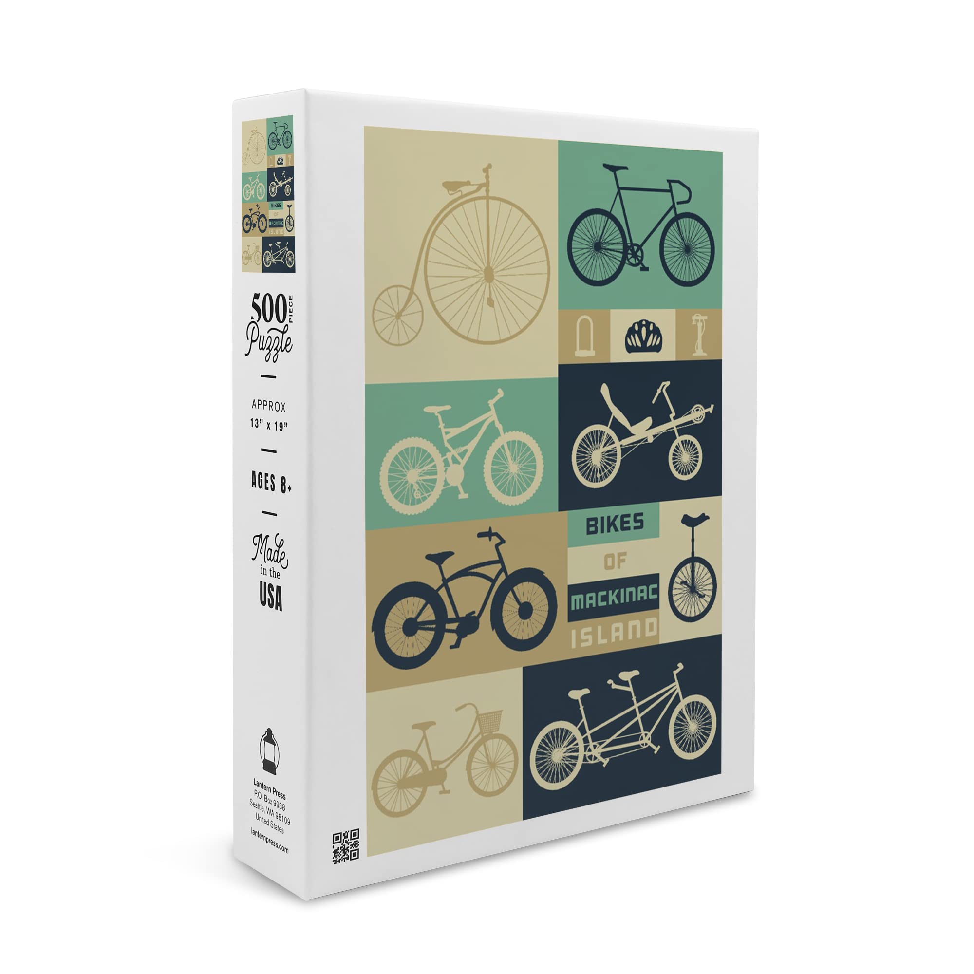 Premium 500-Piece Jigsaw Puzzle - Mackinac Island Michigan Bike Scene Vector Art (19x27 Inches) | Made in USA | Family & Adult Puzzle for Home Decor, Game Nights & Relaxation