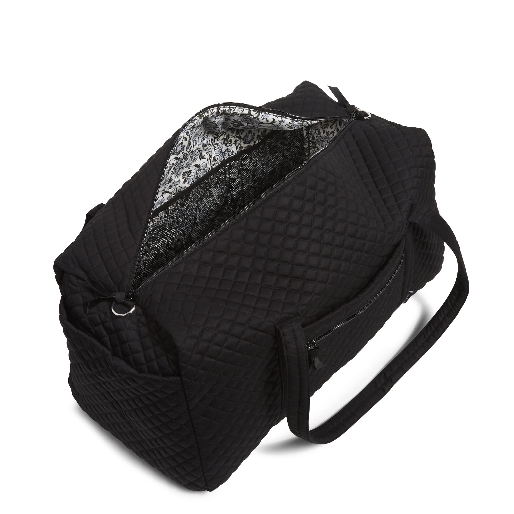Vera Bradley Women's Large Cotton Travel Duffel Bag - Spacious Carryall for Gym, Weekend Trips & Overnight Stays - True Black One Size