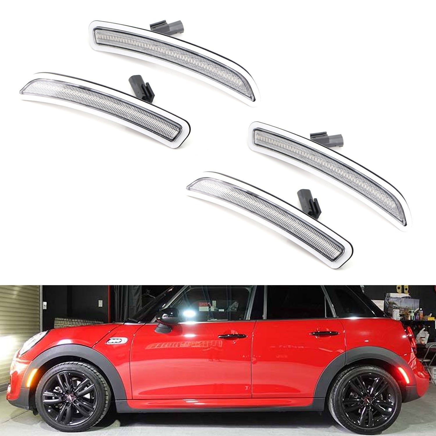 Amber/Red Full LED Side Marker Light for Gen3 MINI Cooper F55 F56 F57 - Clear Lens, Enhanced Visibility & Safety - Perfect for Night Driving & Custom Car Upgrades