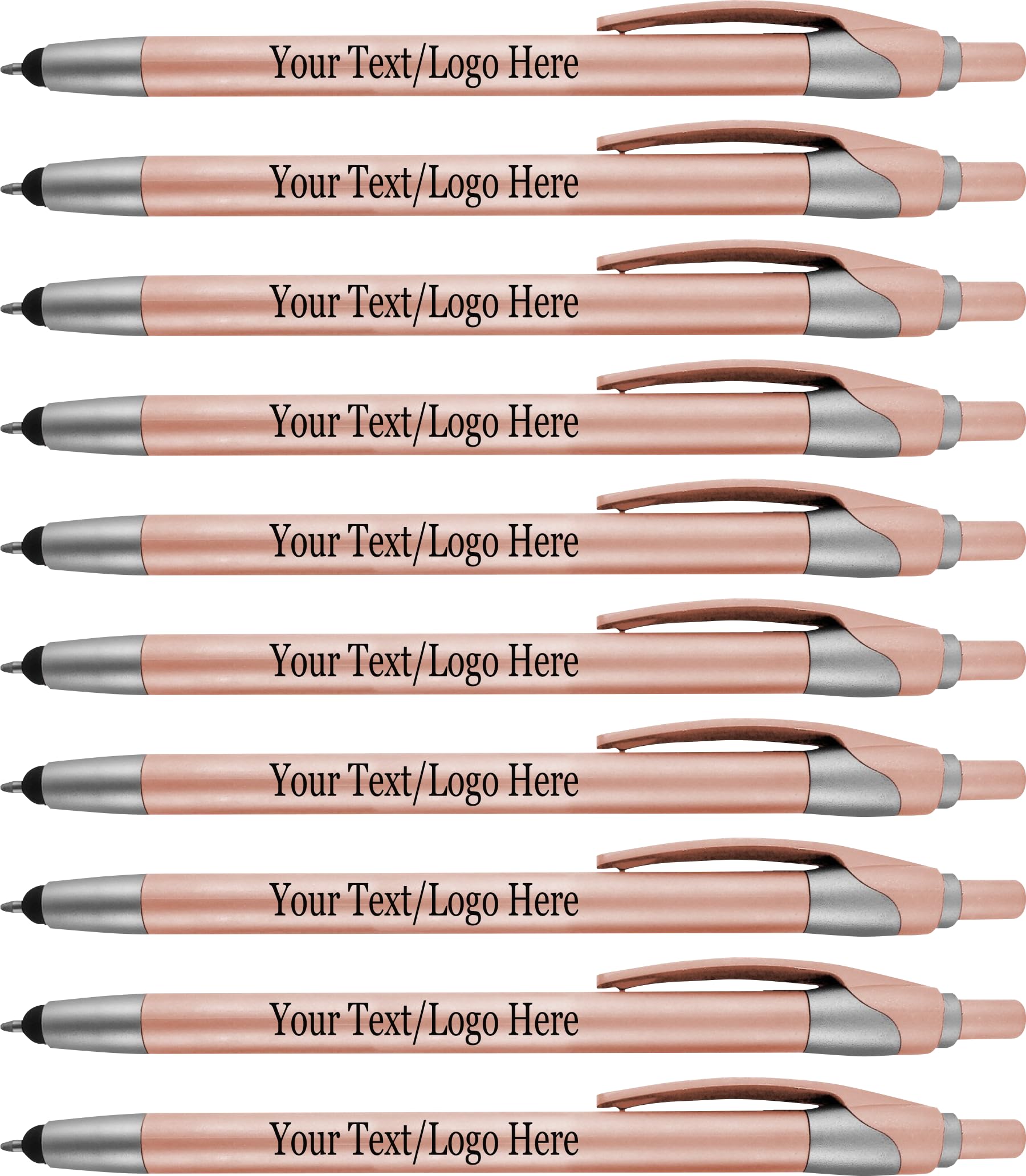 Custom Logo Pens Bulk 450 Pack - 2-in-1 Stylus & Ballpoint Pen for Touchscreens (Black Ink, Rose Gold) - Perfect for Corporate Gifts, Trade Shows, Business Promotions & Wedding Favors