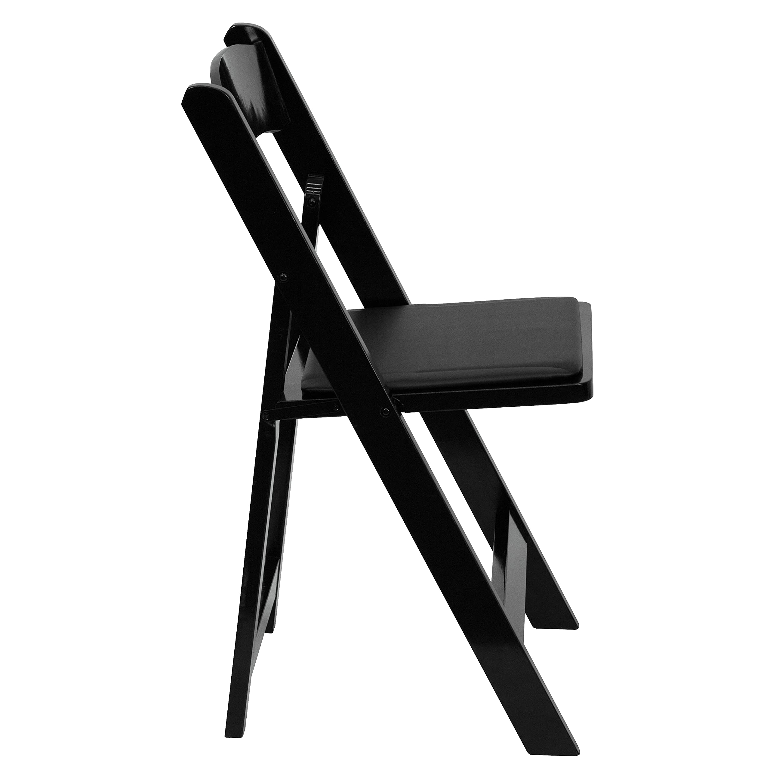 2 Pack Black Wood Folding Chairs with Vinyl Padded Seats - Sturdy & Comfortable for Indoor/Outdoor Events, Parties, Weddings & Home Use