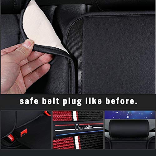 Premium 3D Surround Universal PU Leather & Ice Silk Car Seat Cover Set - 5-Seat Full Coverage with Airbag Compatibility (Includes Headrest & Lumbar Pillows) for Enhanced Comfort & Style in Sedans, SUVs, and Trucks