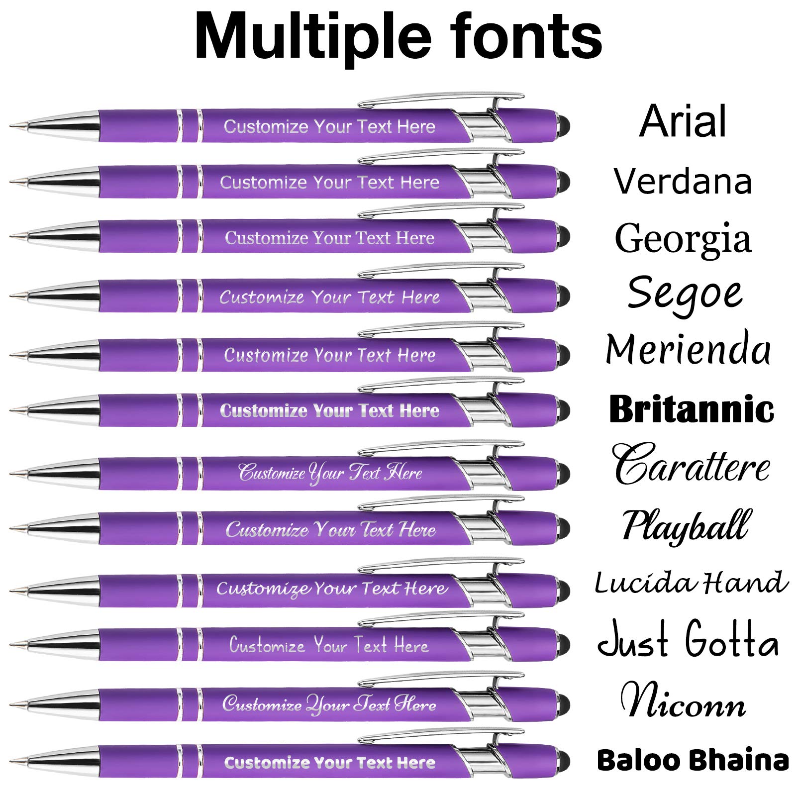 Custom Engraved Ballpoint Pens Bulk 300 Pack with Stylus Tip - Personalized Name/Message Office Pens - Medium Point Black Ink - Ideal for Gifts, Birthdays, Graduations & Corporate Events