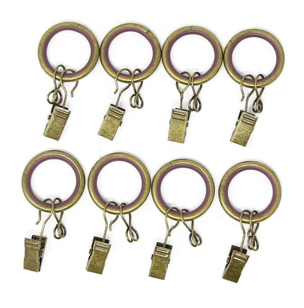 Urbanest 1 Inch Metal Curtain Rings with Clips - 8 Pack Smooth Gliding Hooks for 3/4 Inch Rods, Eyelet Design with Nylon Inserts for Noise Reduction - Glossy White Finish - Perfect for Living Room, Bedroom & Dorm Window Treatments