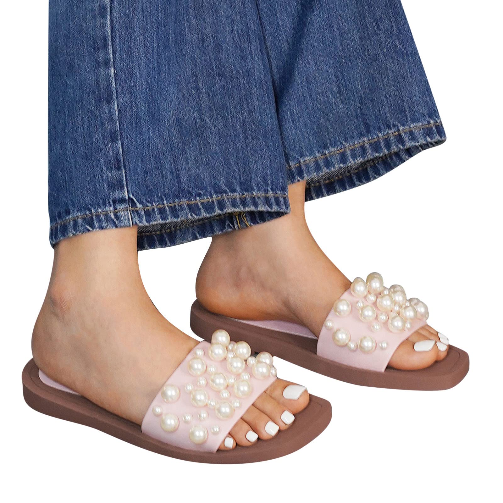 Women's Pearl Sandals - Non-Slip Beach Slippers for Casual Wear