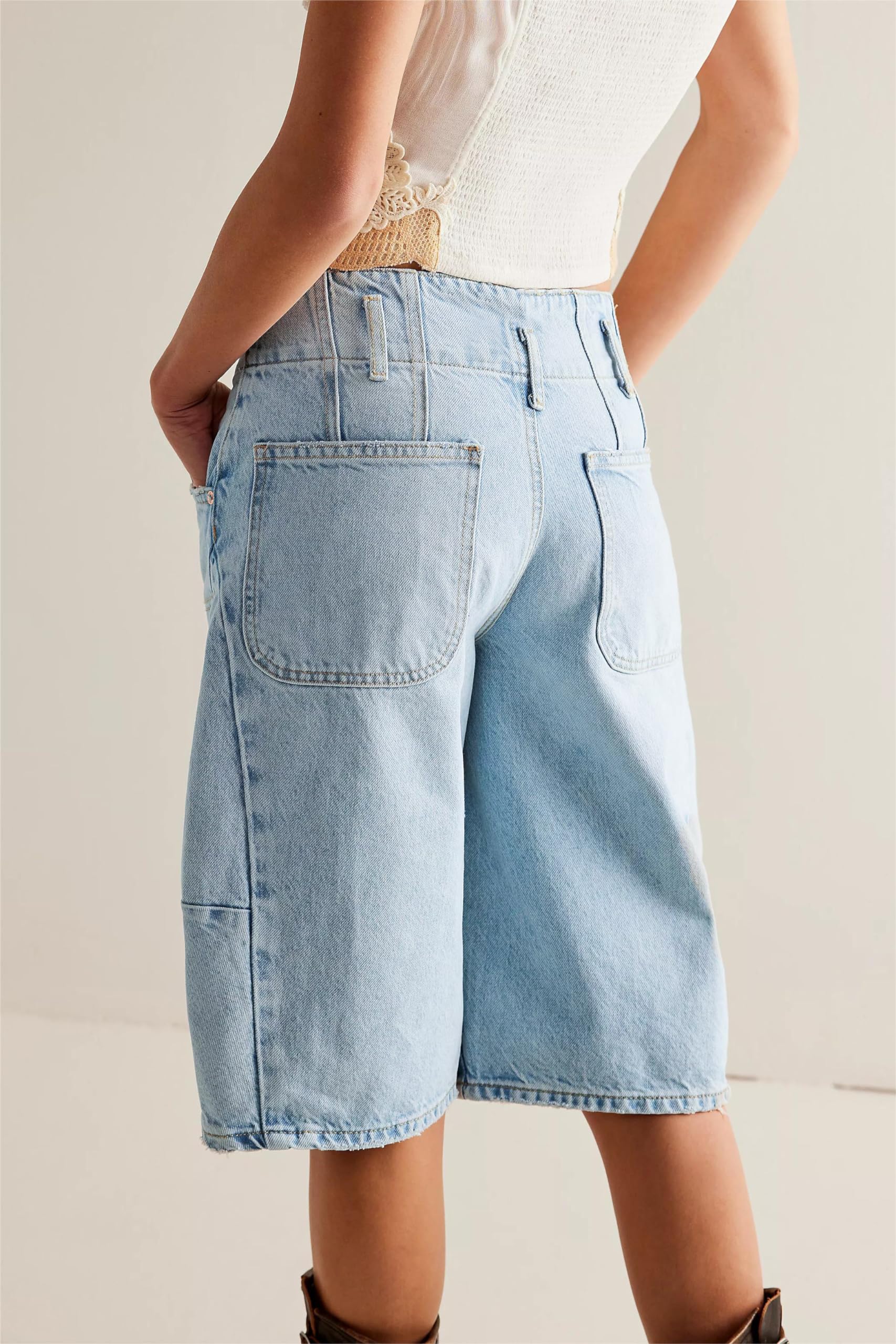 LifeShe Women's Denim Shorts - Casual Baggy Bermuda Jean Shorts with Low Waist & Barrel Leg Design | Perfect for Summer, Beach, Travel & Everyday Wear