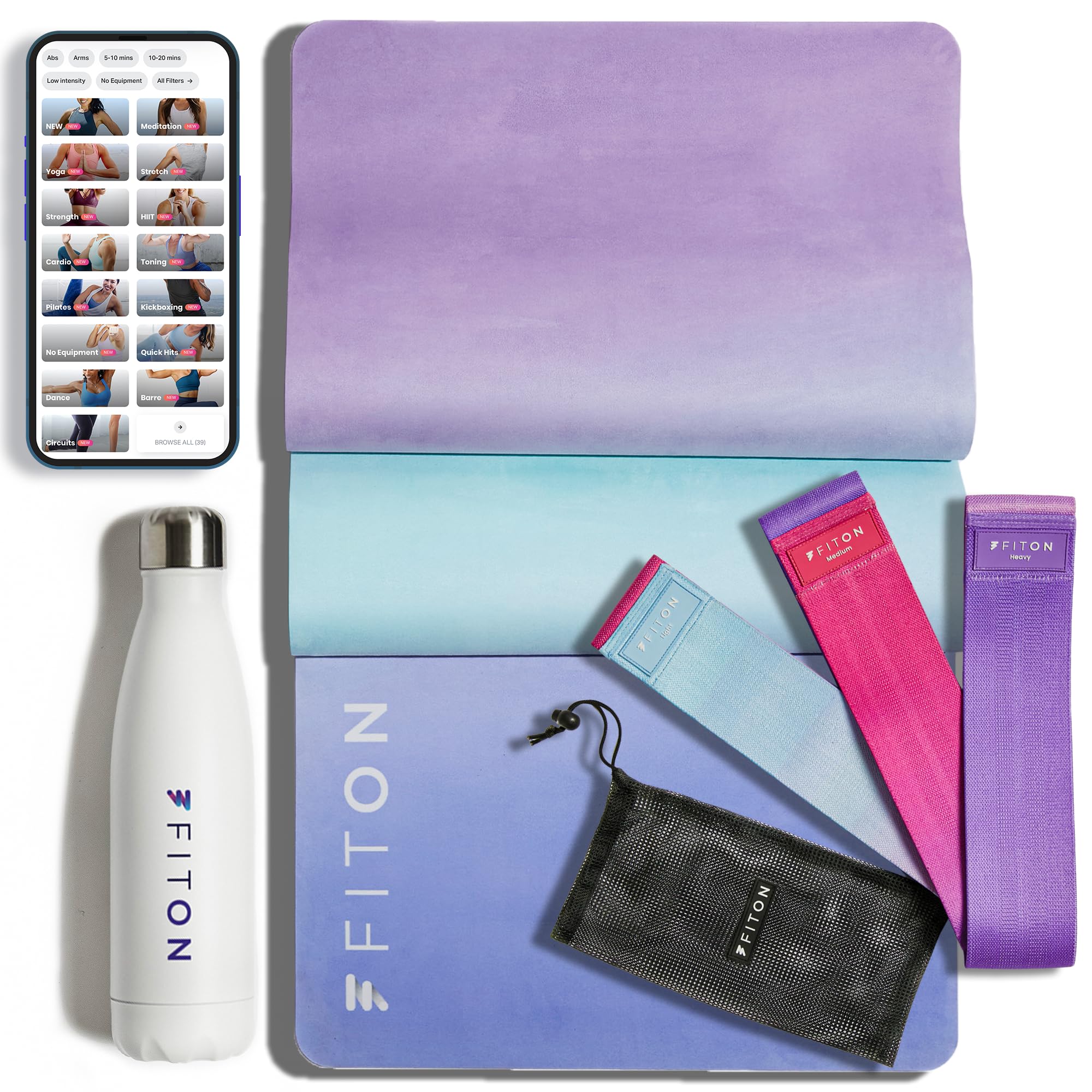 Beginner Yoga Starter Kit with Exercise Mat, Resistance Bands & Water Bottle - Complete Workout Set for Home, Gym & Outdoor Use | Perfect for Yoga, Pilates, Stretching & Fitness Training
