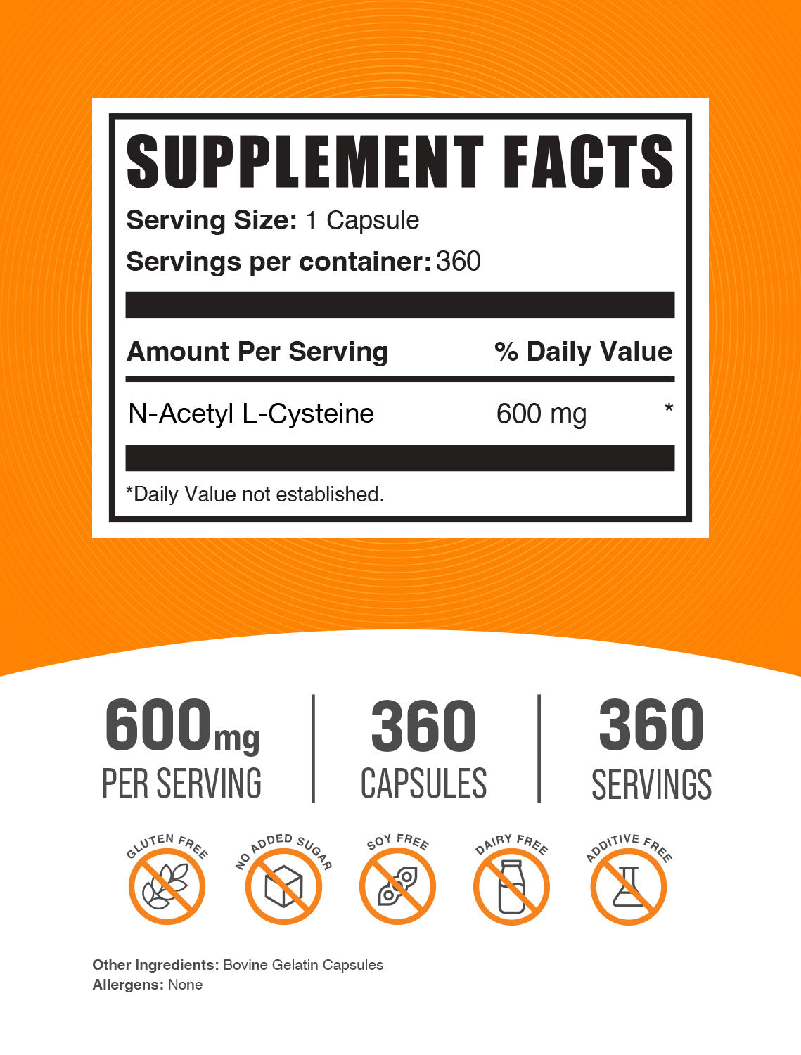 N-Acetyl-L-Cysteine (NAC) Supplement Capsules 600mg - Antioxidant Support for Liver, Lung & Immune Health - Glutathione Booster for Detox & Respiratory Wellness