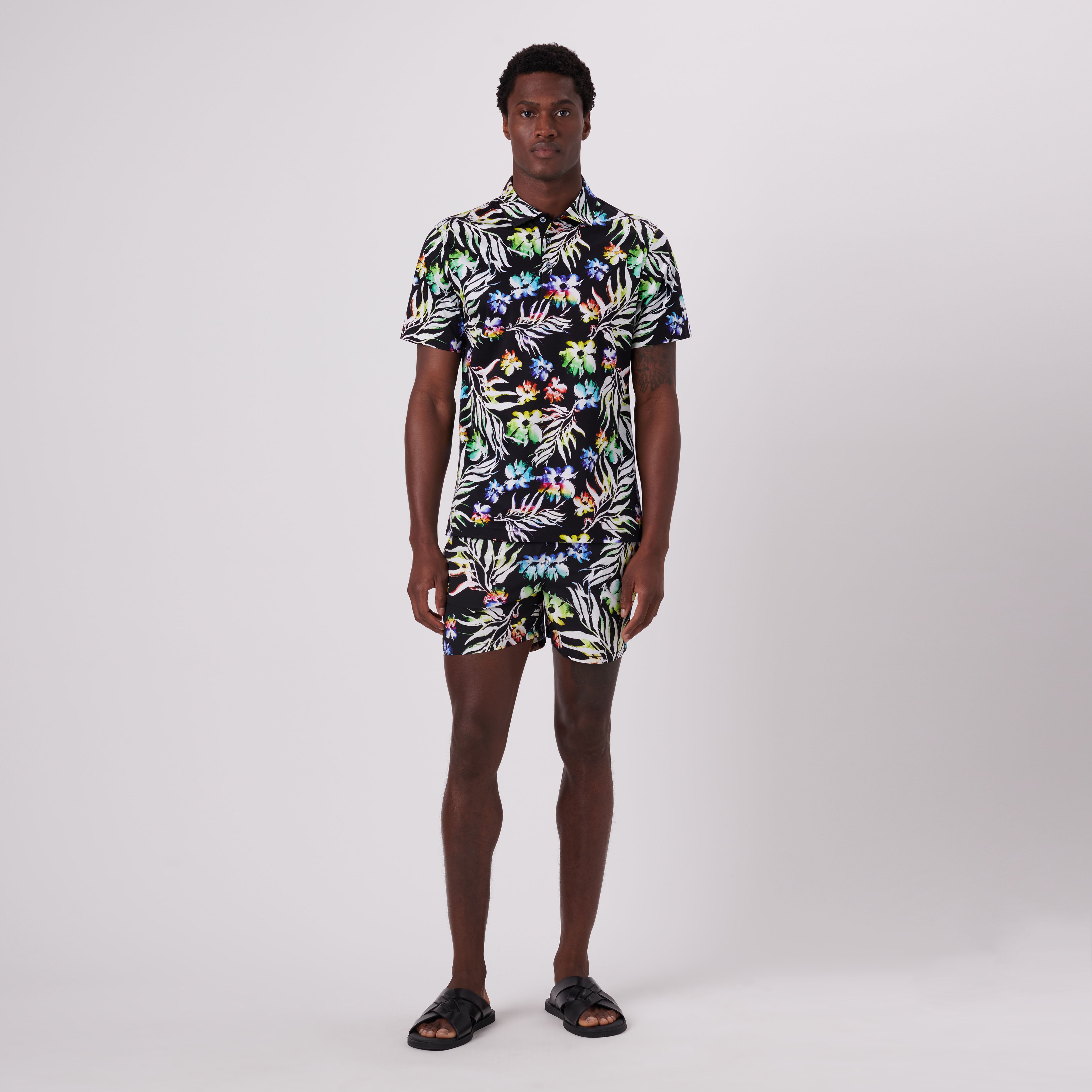 Hendrix Floral Print Polo Shirt for Men - Stylish Short Sleeve Casual Button Down Shirt - Perfect for Summer Outings, Beach Vacations & Date Nights