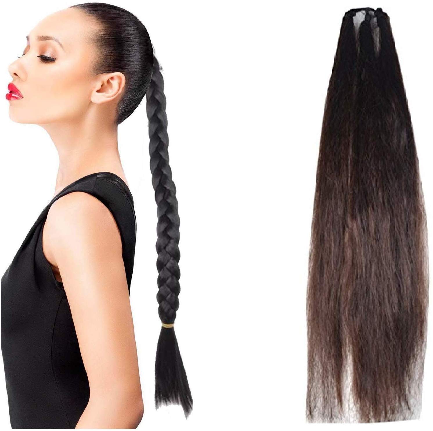 VIEWS Combo of Hair Extensions & Parandi Hair Choti - Dark Brown Hair Accessories (Pack of 1) for Weddings, Parties & Festive Styling