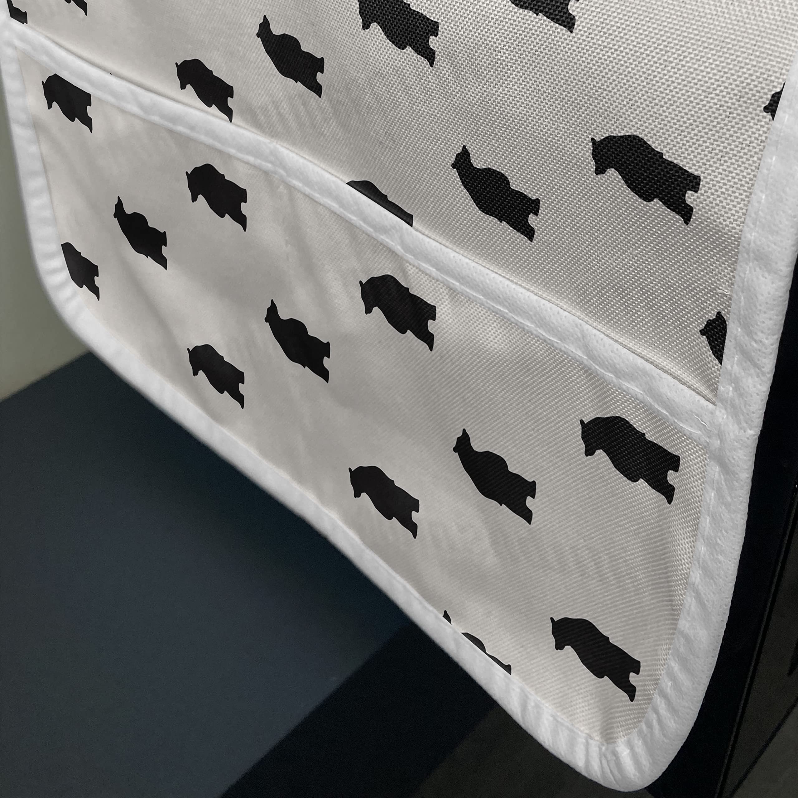 Ambesonne Animal Microwave Cover - Bear Silhouette Abstract Print, Waterproof Kitchen Organizer with Pockets, 36 x 12 Inches, Cream & Black - Perfect for Microwave Protection & Kitchen Decor