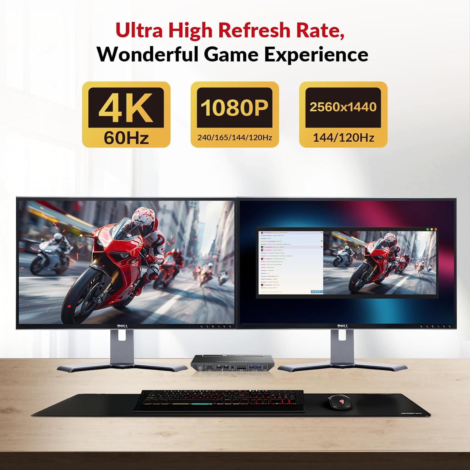 4K Dual Monitor KVM Switch for 2 Computers - 2 Port HDMI KVM Docking Station with EDID, 1G Ethernet, 100W USB-C Charging & 3 USB 3.0 Ports - Perfect for Home Office, Gaming & Multi-Tasking Workspaces