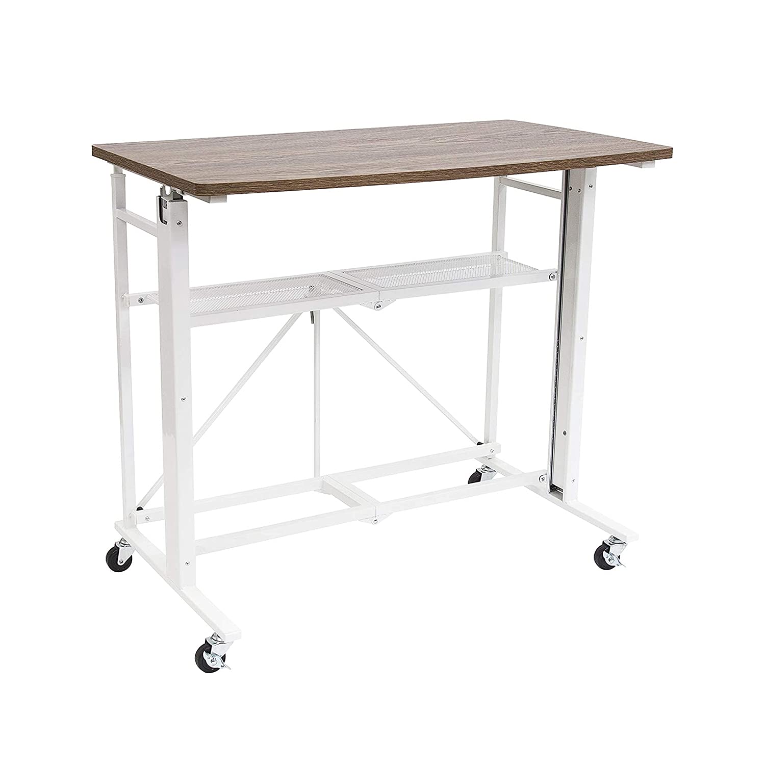 Adjustable Height Standing Desk RDEA-01 - White Large Size Ergonomic Origami Up Down Stand Desk for Home & Office Workspace - Perfect for Remote Work, Gaming, and Study Sessions